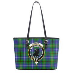 Turnbull Hunting Tartan Crest Leather Tote Bag