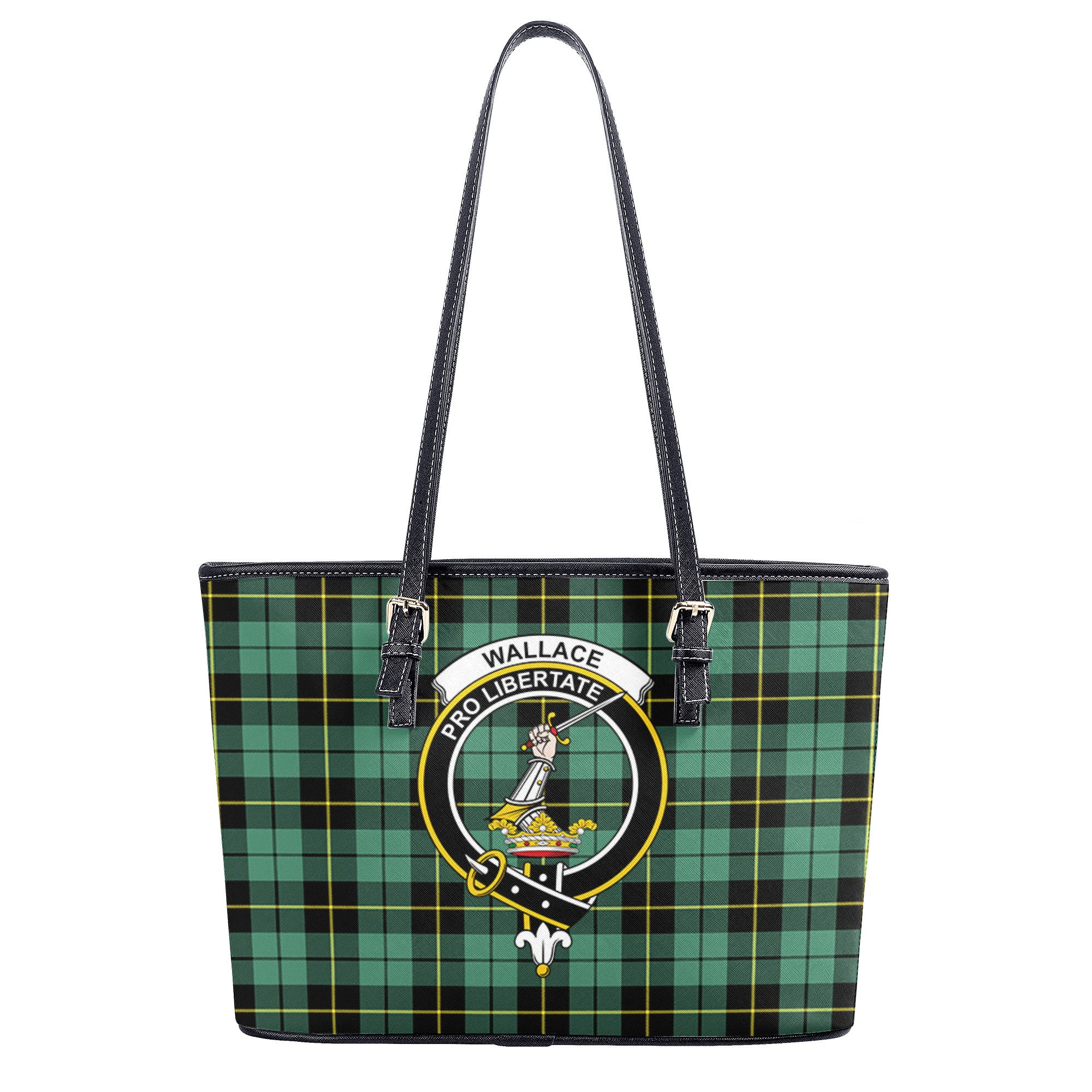 Wallace Hunting Ancient Tartan Crest Leather Tote Bag