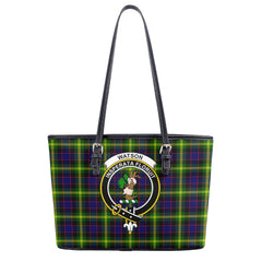 Watson Modern Tartan Crest Leather Tote Bag