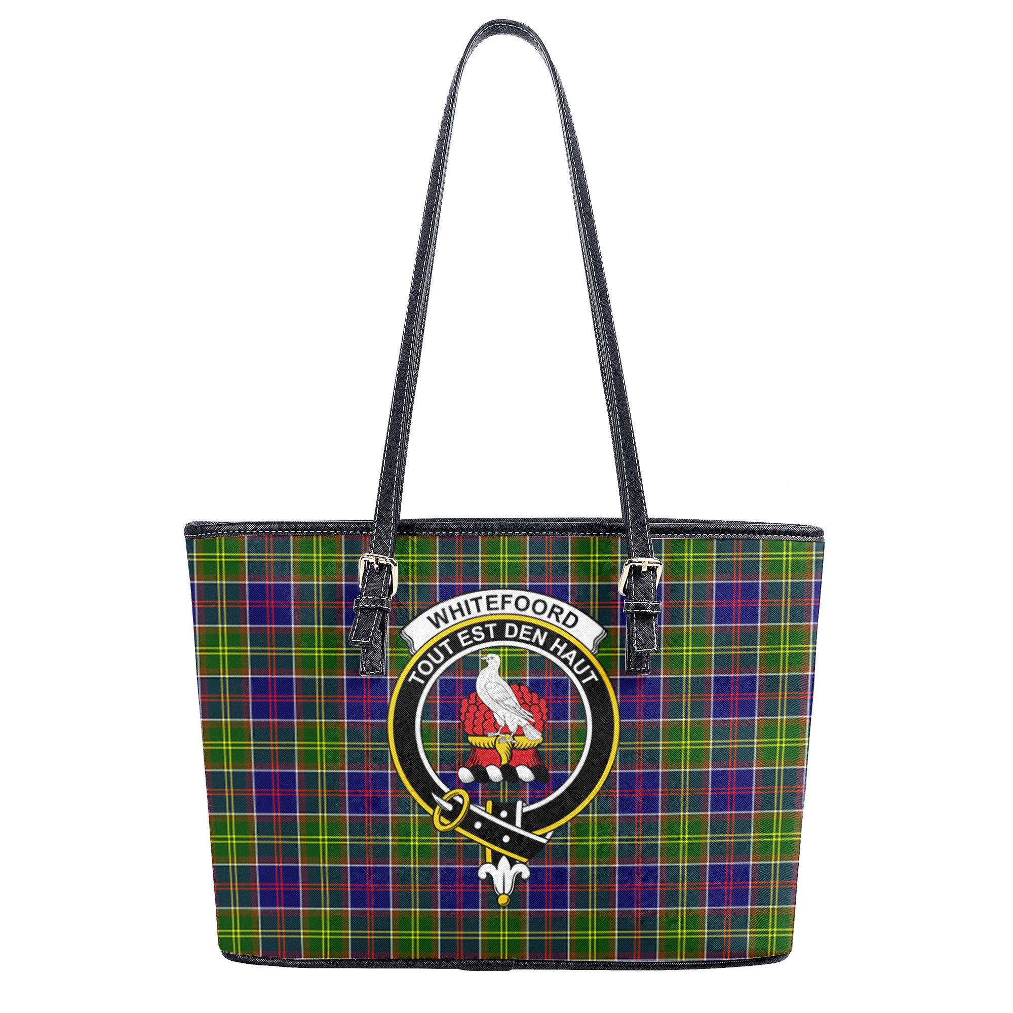 Whitefoord Tartan Crest Leather Tote Bag