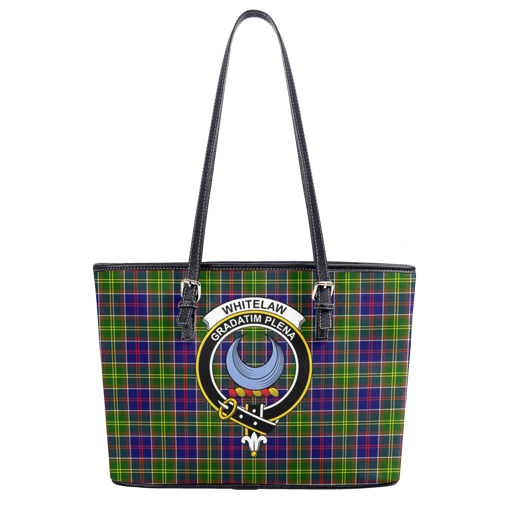 Whitelaw Tartan Crest Leather Tote Bag