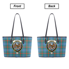 Agnew Ancient Tartan Crest Leather Tote Bag