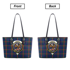 Agnew Modern Tartan Crest Leather Tote Bag