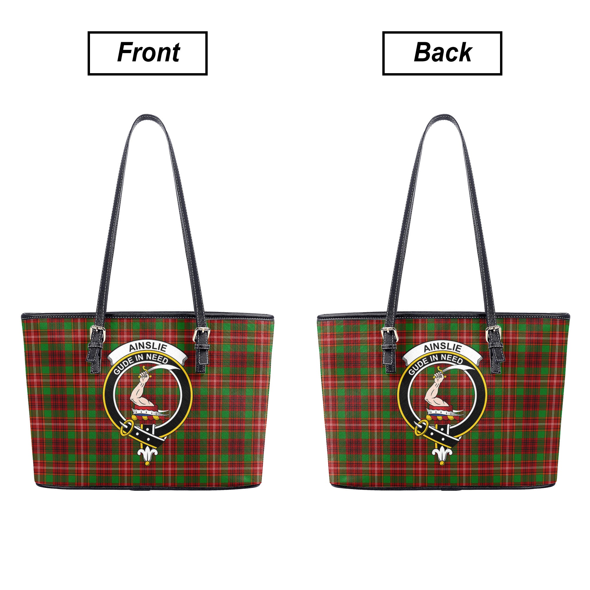 Ainslie Tartan Crest Leather Tote Bag