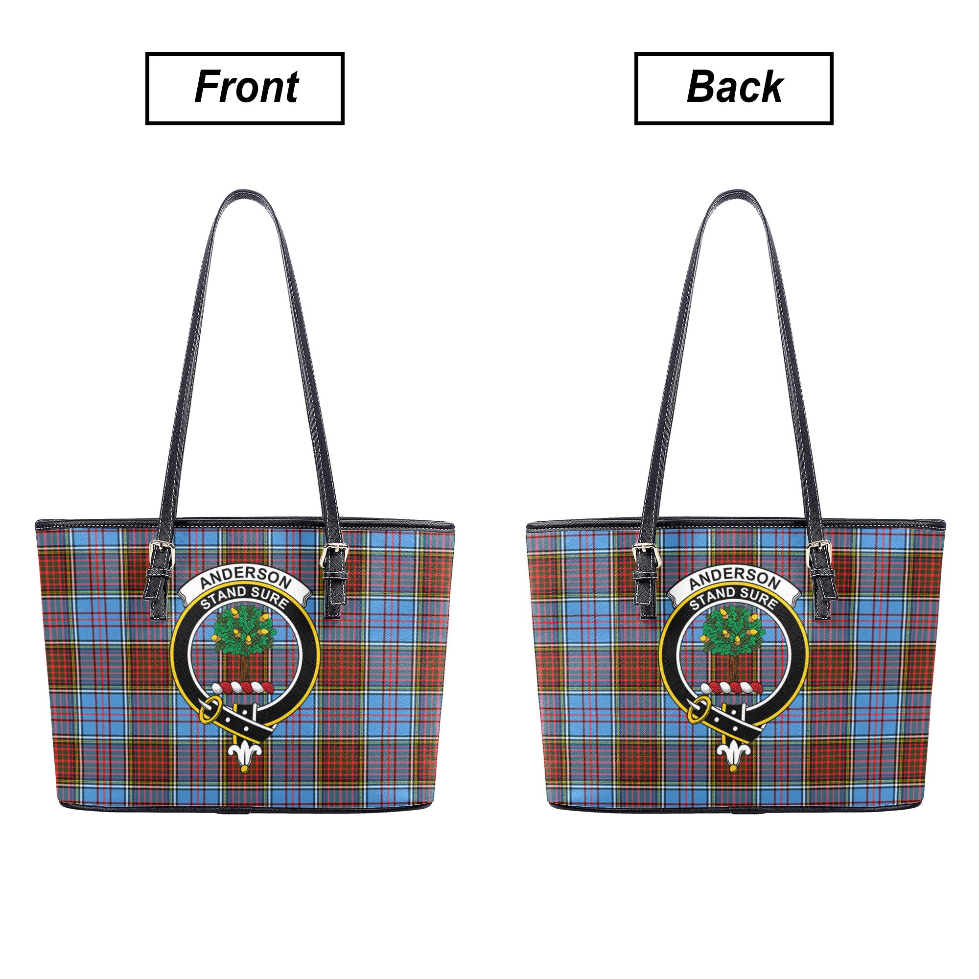 Anderson Modern Tartan Crest Leather Tote Bag