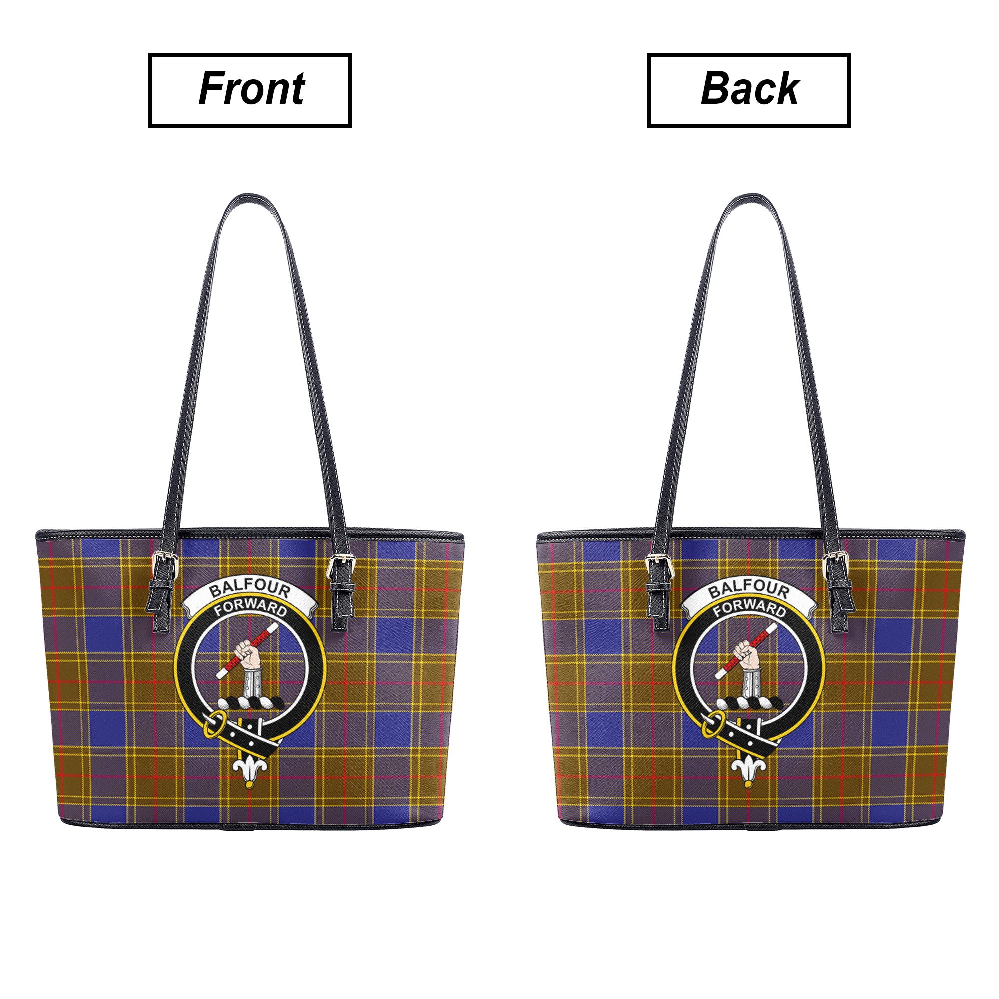 Balfour Modern Tartan Crest Leather Tote Bag