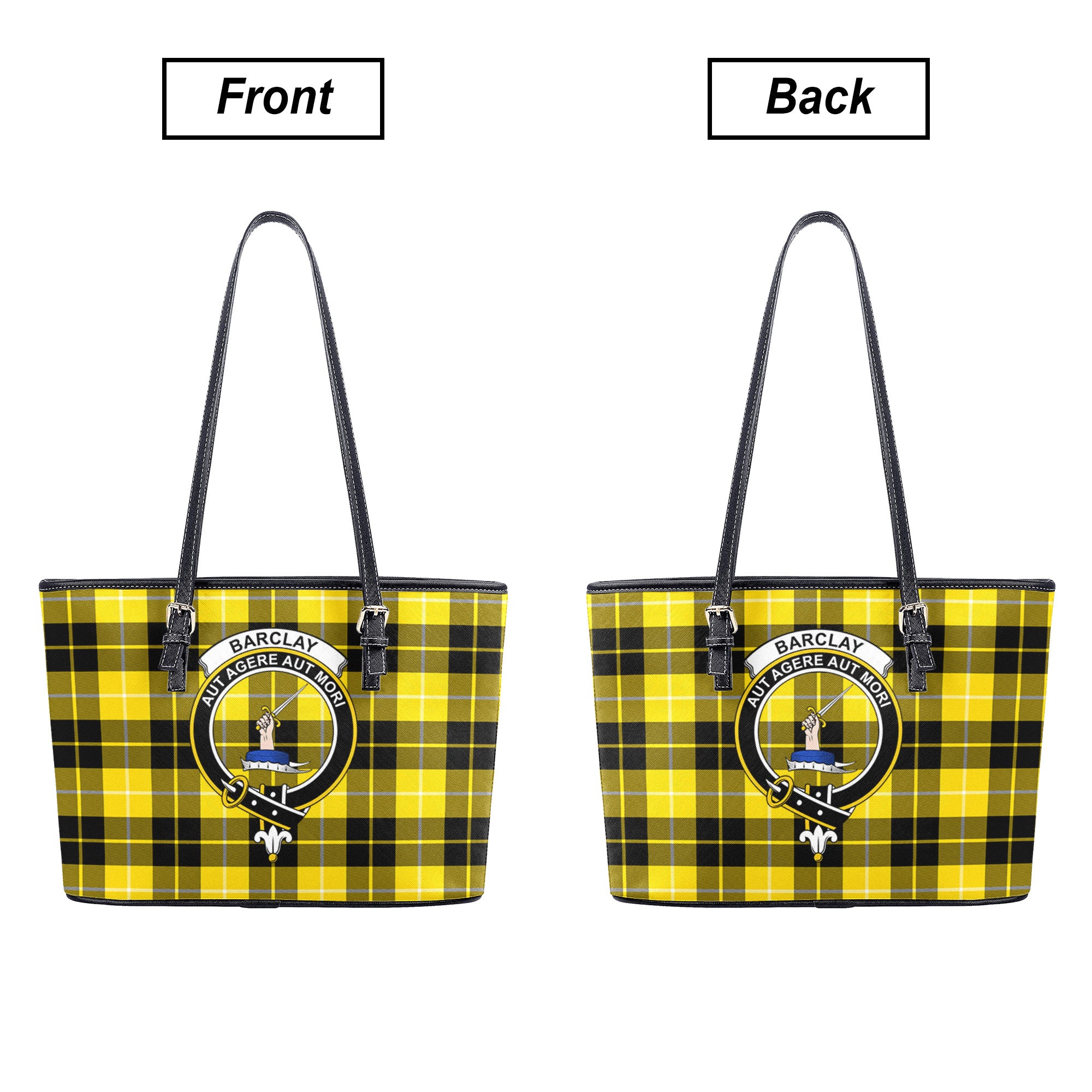 Barclay Dress Modern Tartan Crest Leather Tote Bag