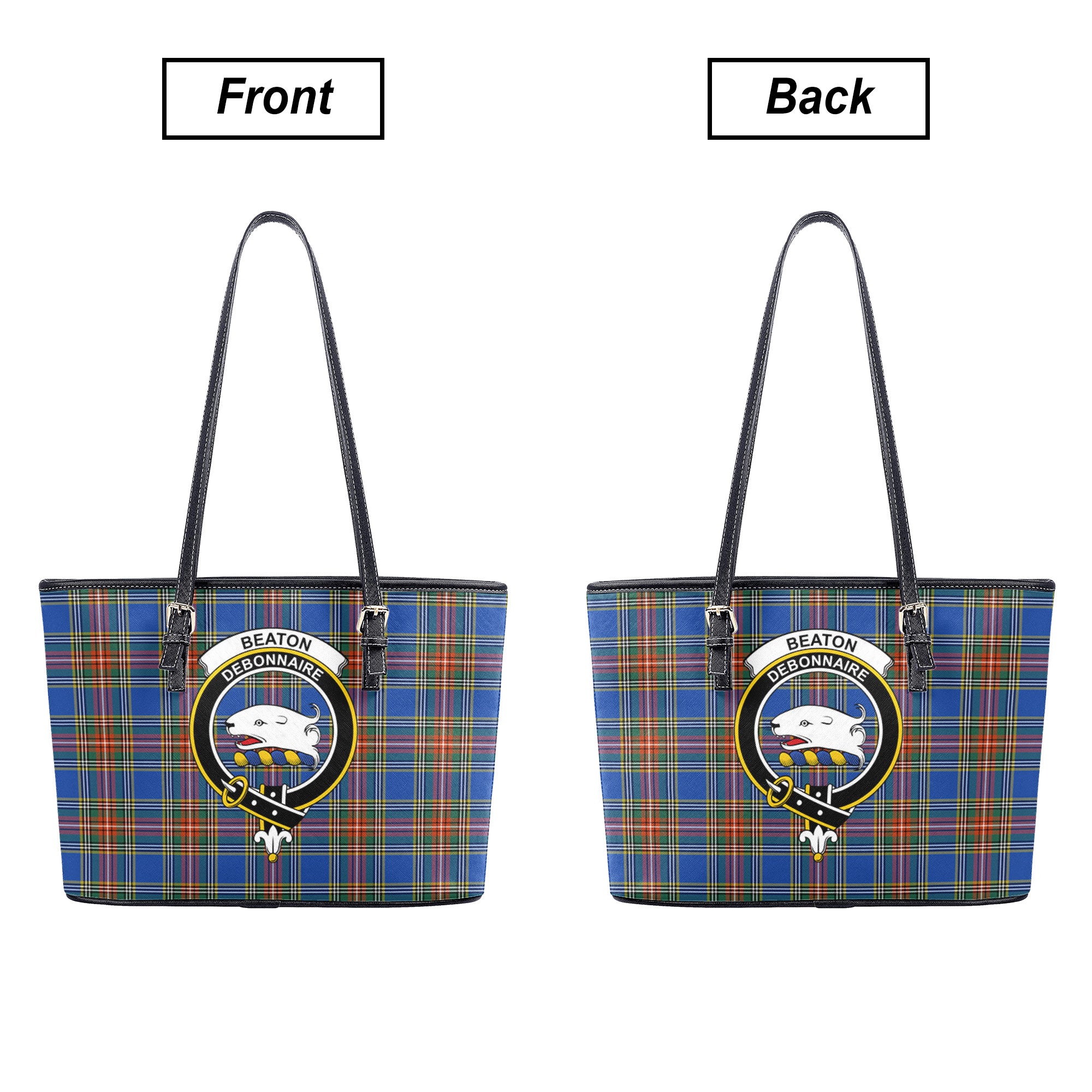 Beaton Ancient Tartan Crest Leather Tote Bag