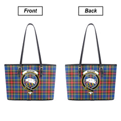 Beaton Modern Tartan Crest Leather Tote Bag