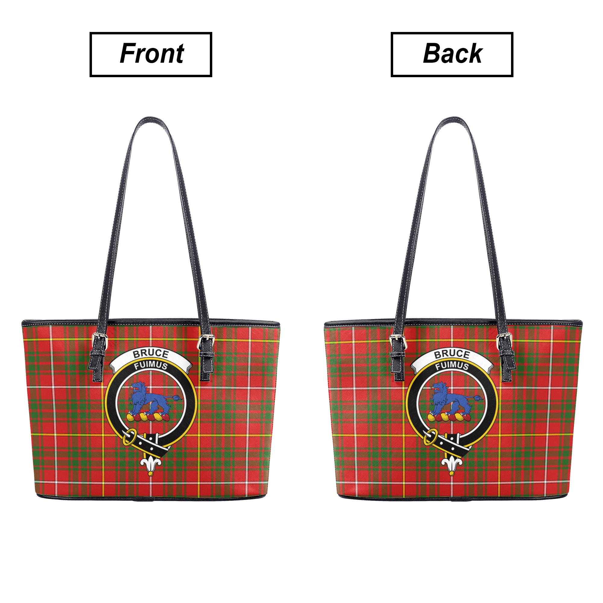 Bruce Modern Tartan Crest Leather Tote Bag