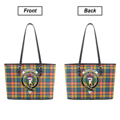 Buchanan Ancient Tartan Crest Leather Tote Bag