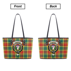 Buchanan Old Sett Tartan Crest Leather Tote Bag