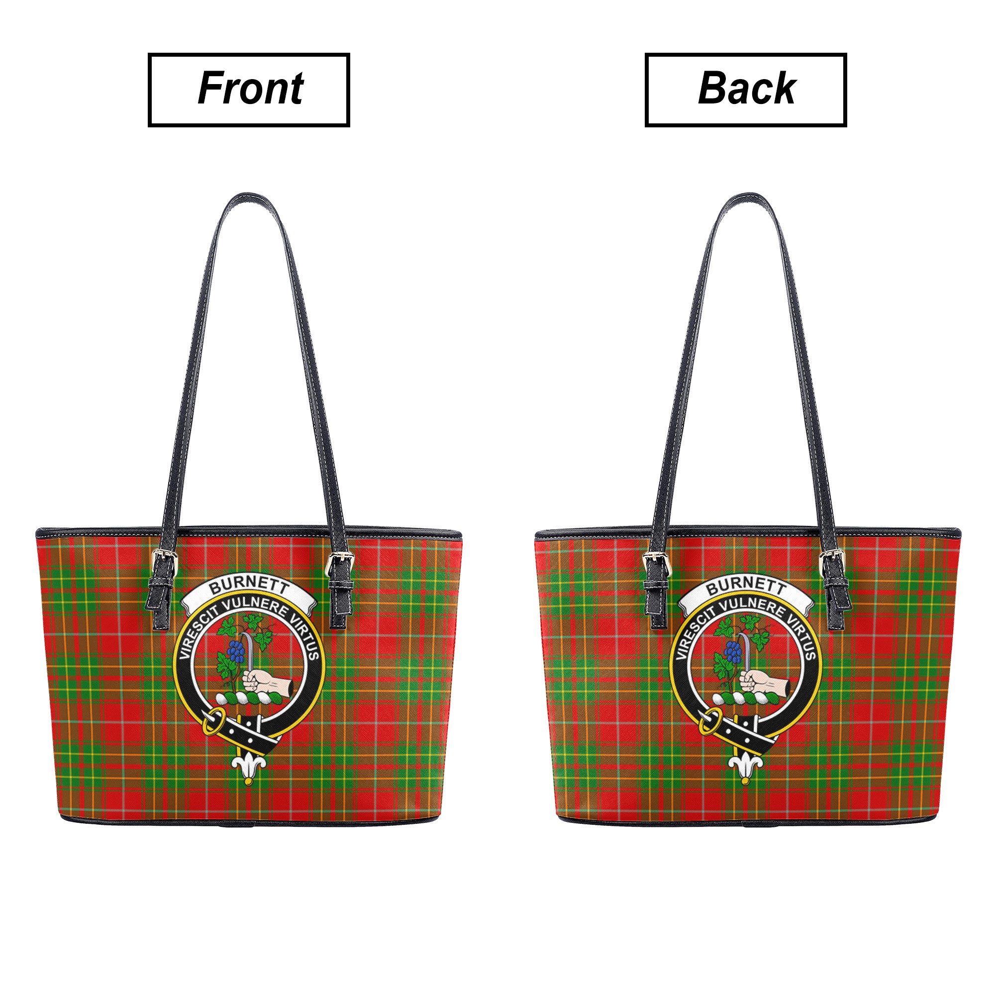 Burnett Ancient Tartan Crest Leather Tote Bag