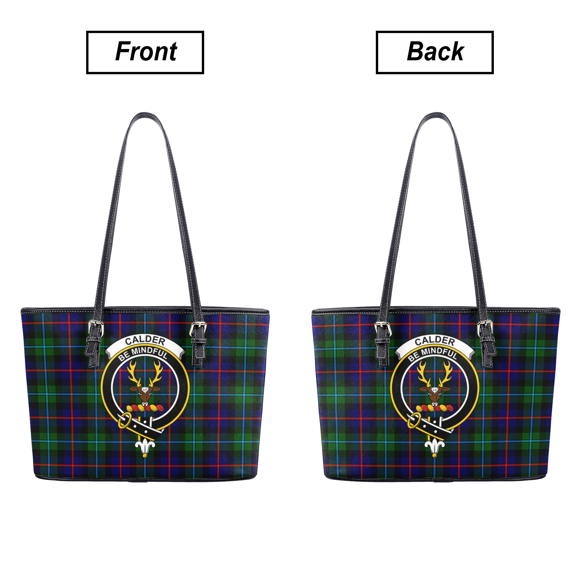 Calder Tartan Crest Leather Tote Bag