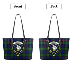 Calder (Calder-Campbell) Tartan Crest Leather Tote Bag