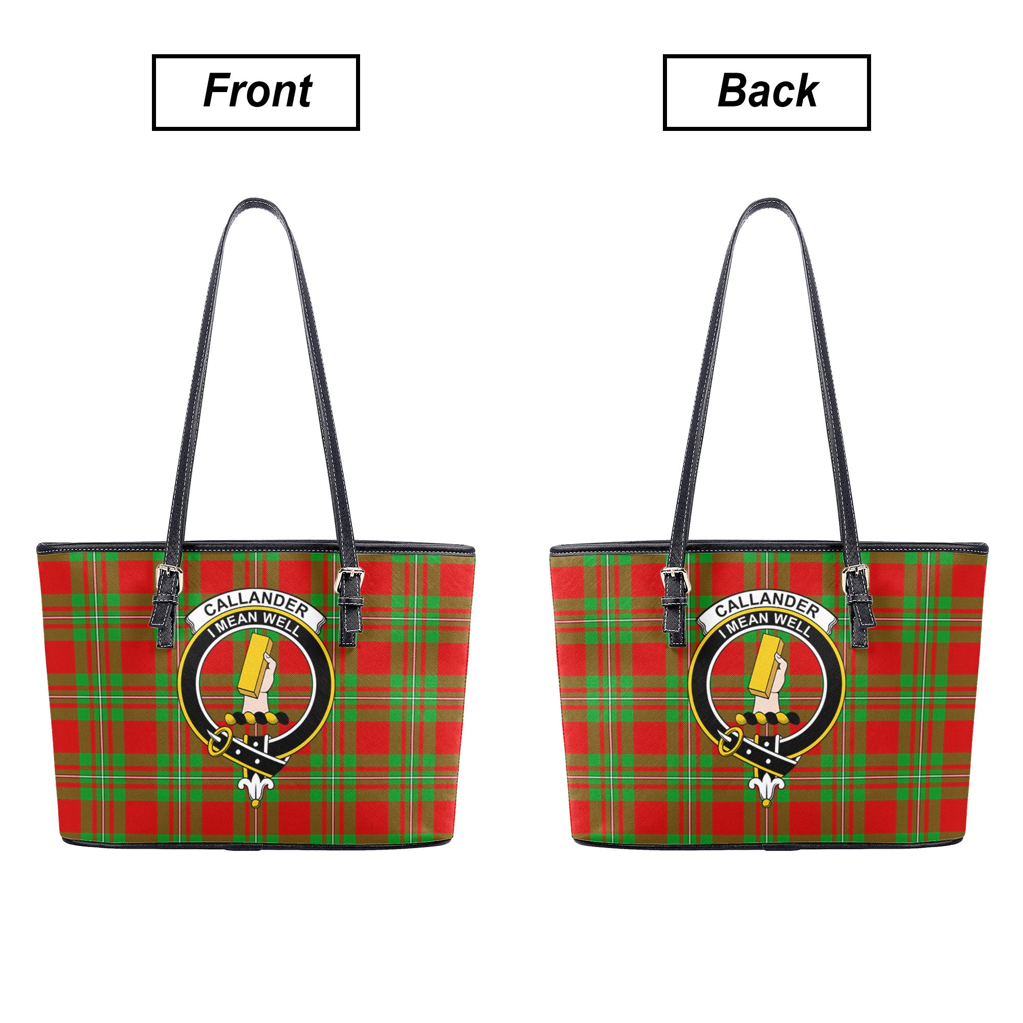 Callander Tartan Crest Leather Tote Bag