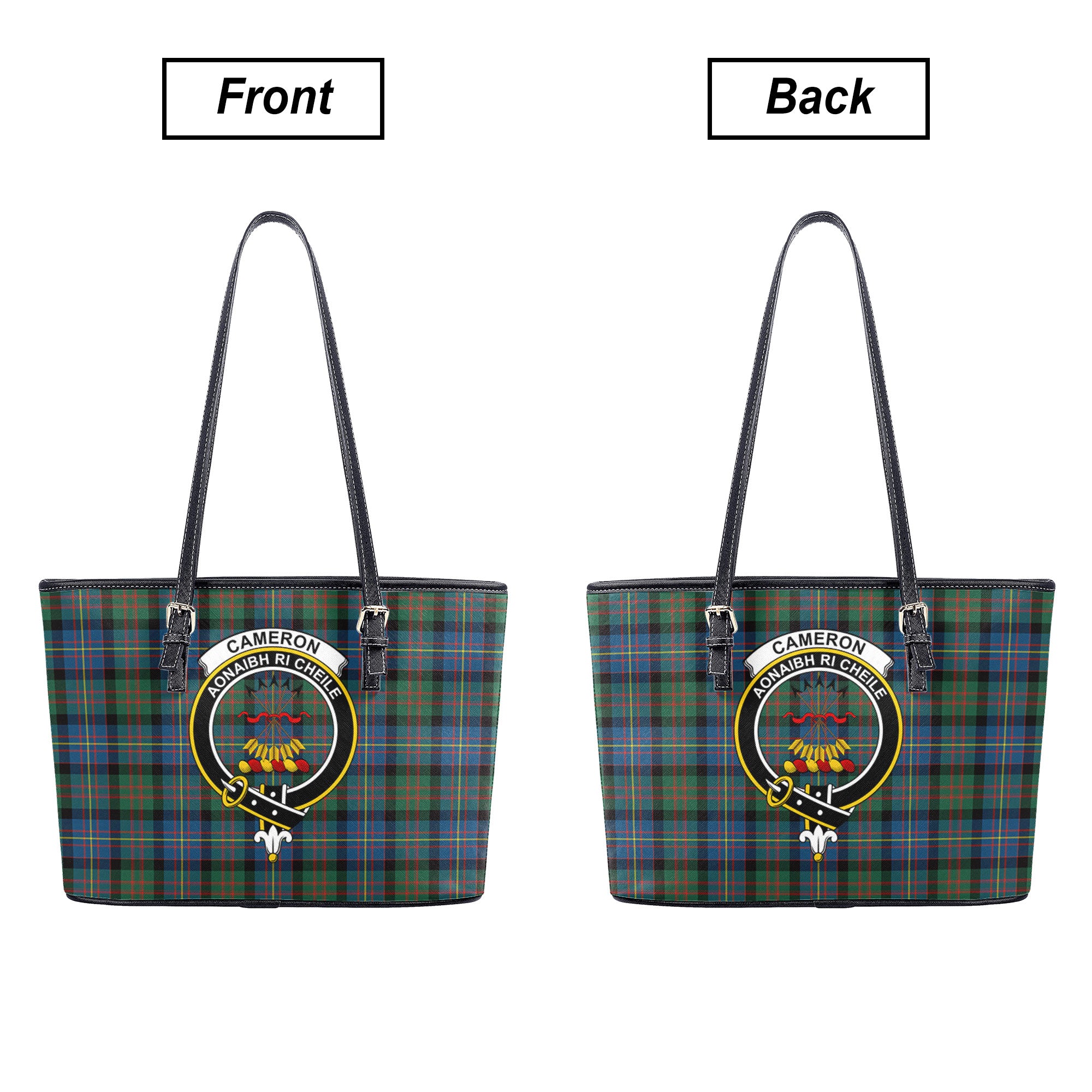 Cameron of Erracht Ancient Tartan Crest Leather Tote Bag