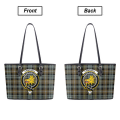 Campbell Argyll Weathered Tartan Crest Leather Tote Bag