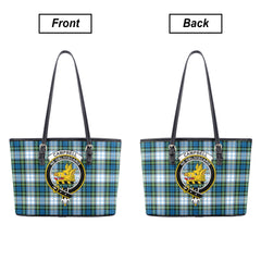 Campbell Dress Ancient Tartan Crest Leather Tote Bag