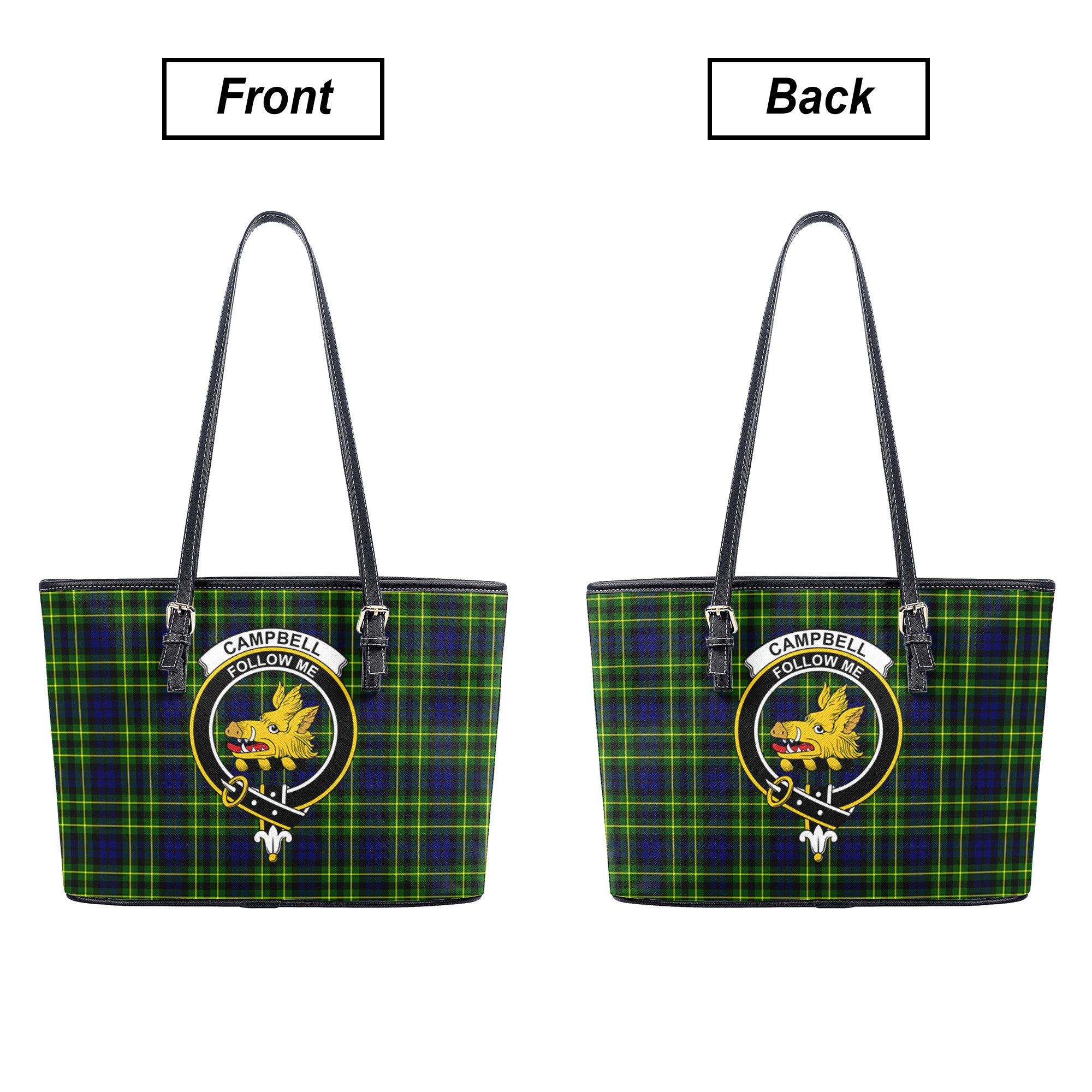 Campbell of Breadalbane Modern Tartan Crest Leather Tote Bag