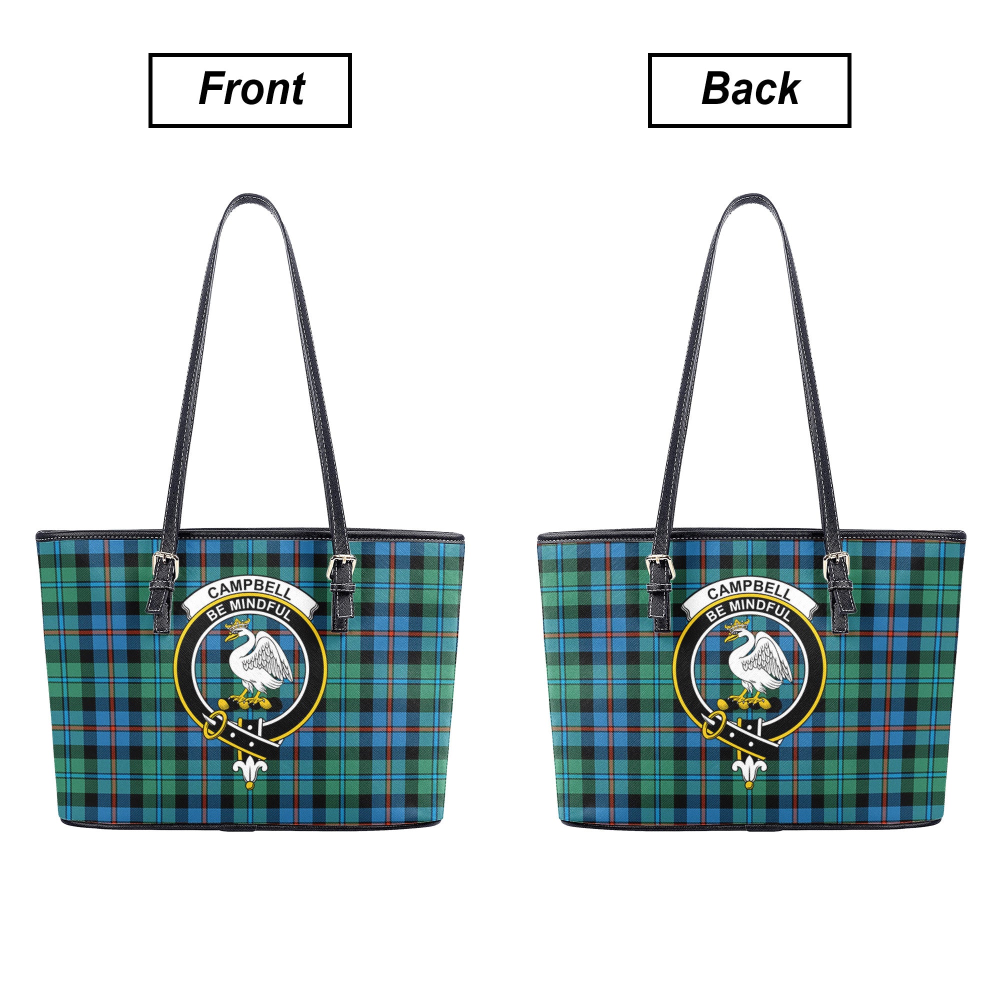 Campbell of Cawdor Ancient Tartan Crest Leather Tote Bag