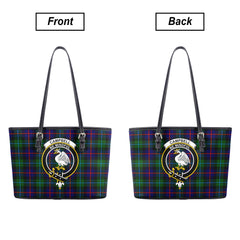 Campbell of Cawdor Modern Tartan Crest Leather Tote Bag