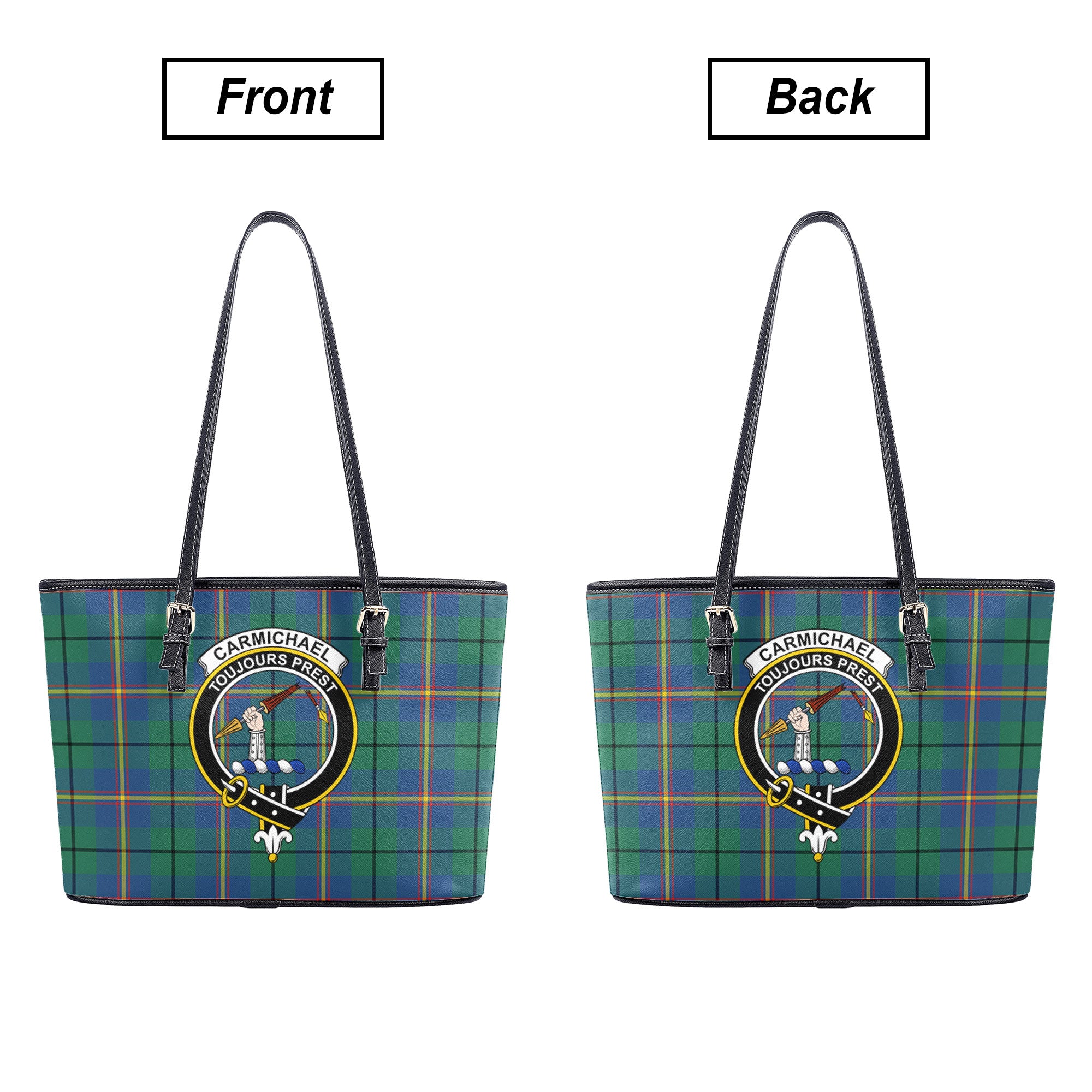 Carmichael Ancient Tartan Crest Leather Tote Bag