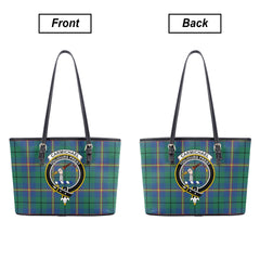 Carmichael Ancient Tartan Crest Leather Tote Bag