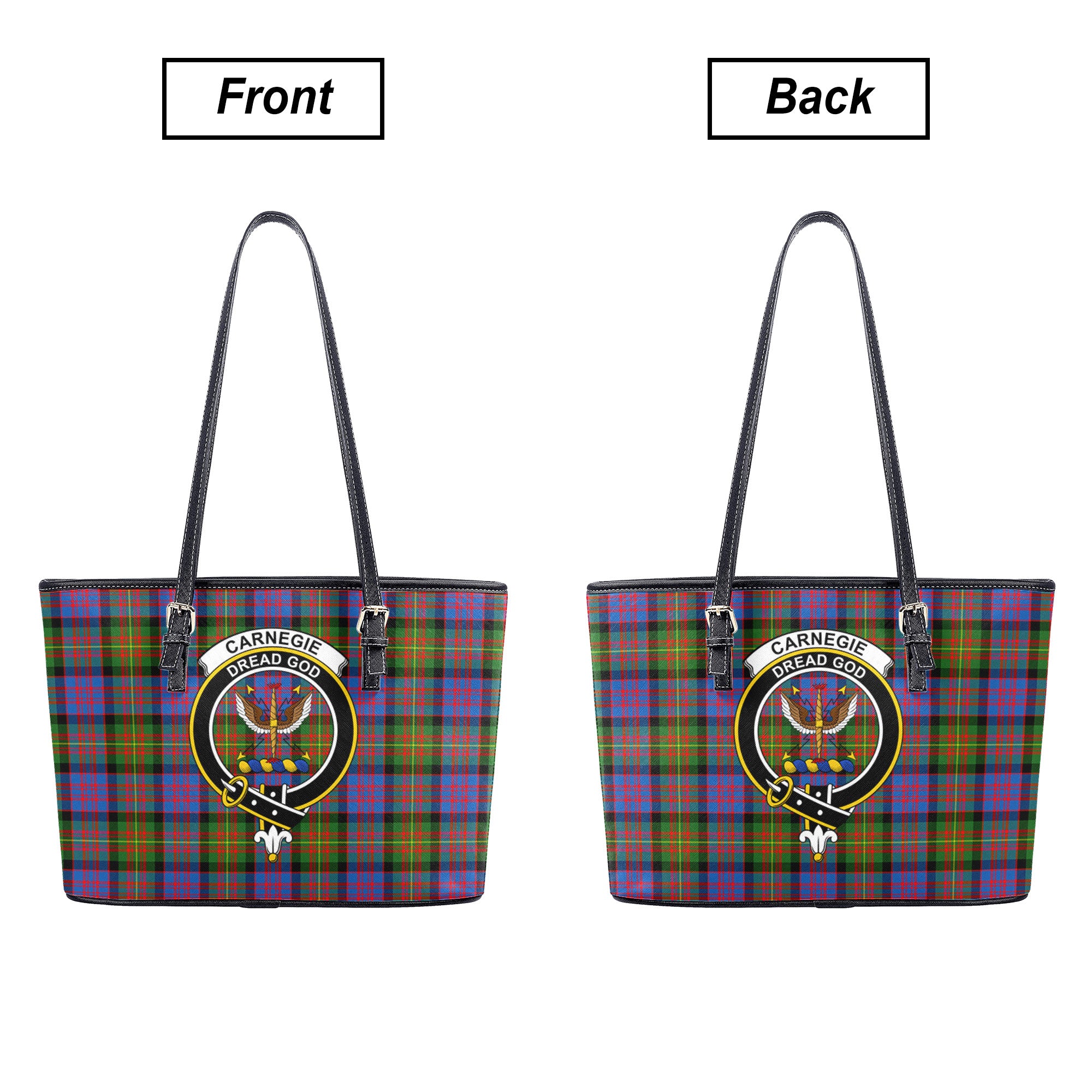 Carnegie Ancient Tartan Crest Leather Tote Bag