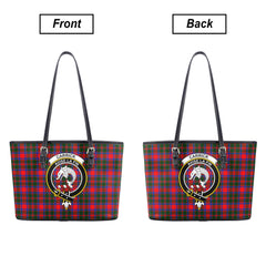 Carrick District Tartan Crest Leather Tote Bag