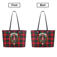 Charteris (Earl of Wemyss) Tartan Crest Leather Tote Bag