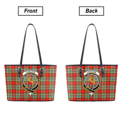 Chattan Tartan Crest Leather Tote Bag