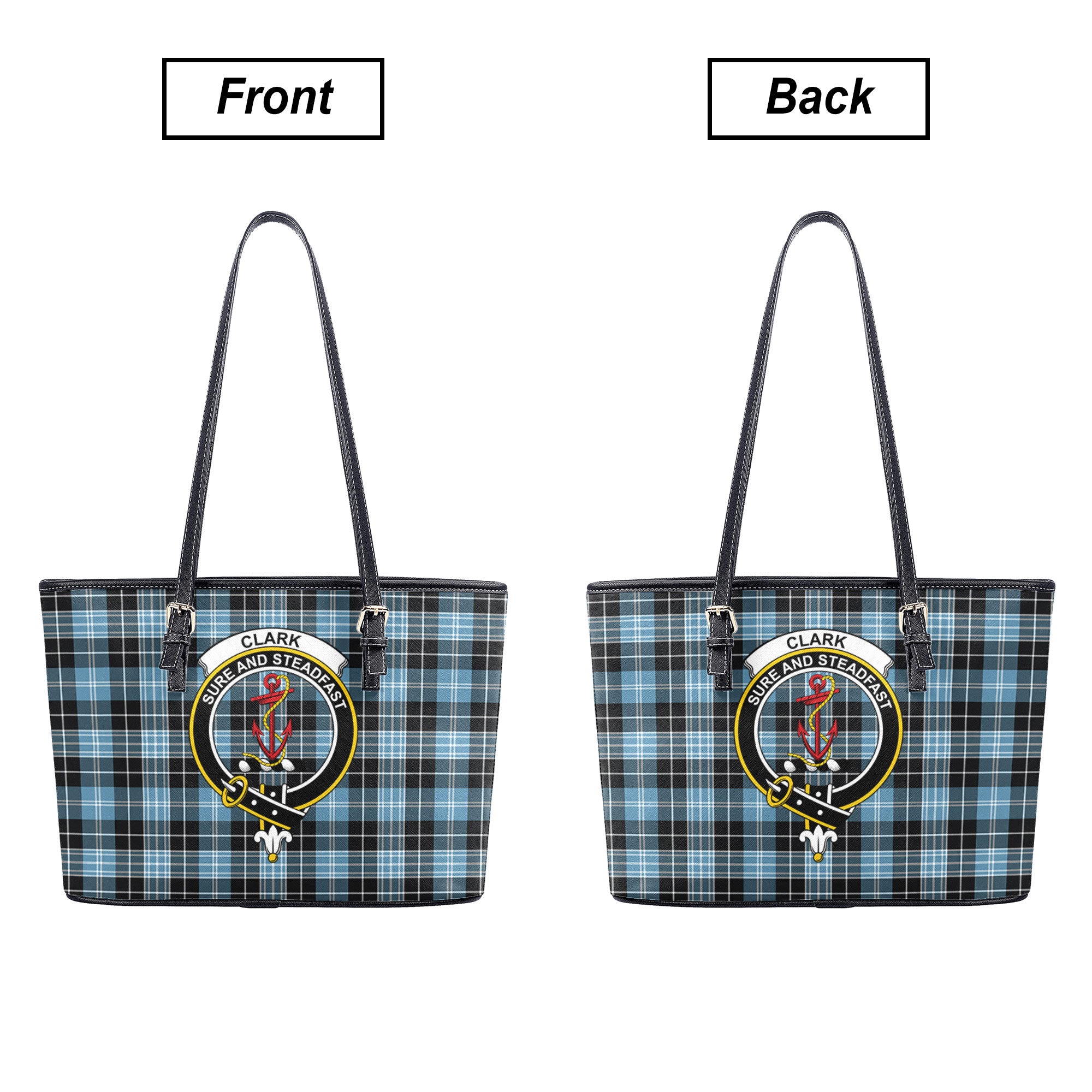 Clark Ancient Tartan Crest Leather Tote Bag