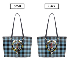 Clark Ancient Tartan Crest Leather Tote Bag