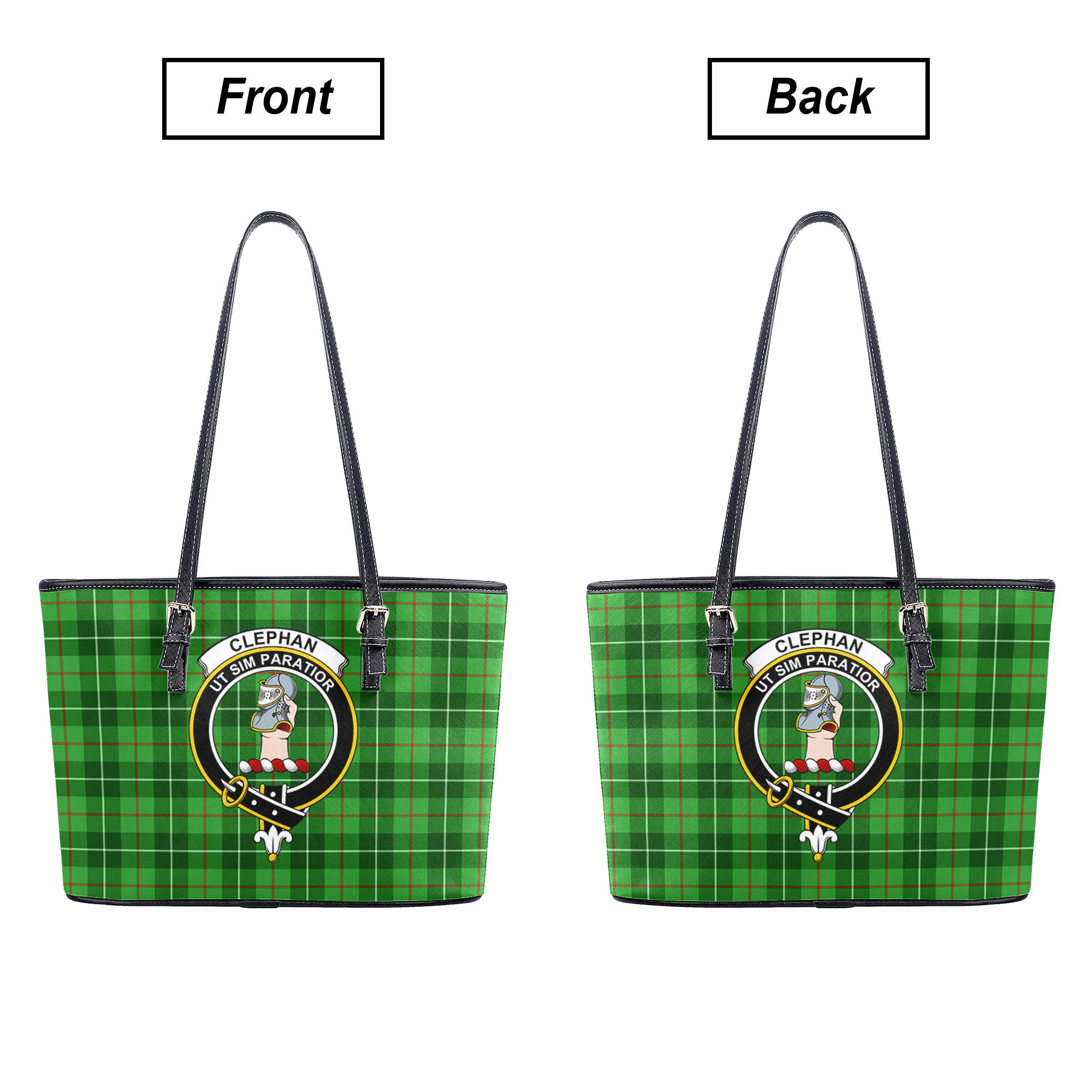 Clephan (or Clephane) Tartan Crest Leather Tote Bag