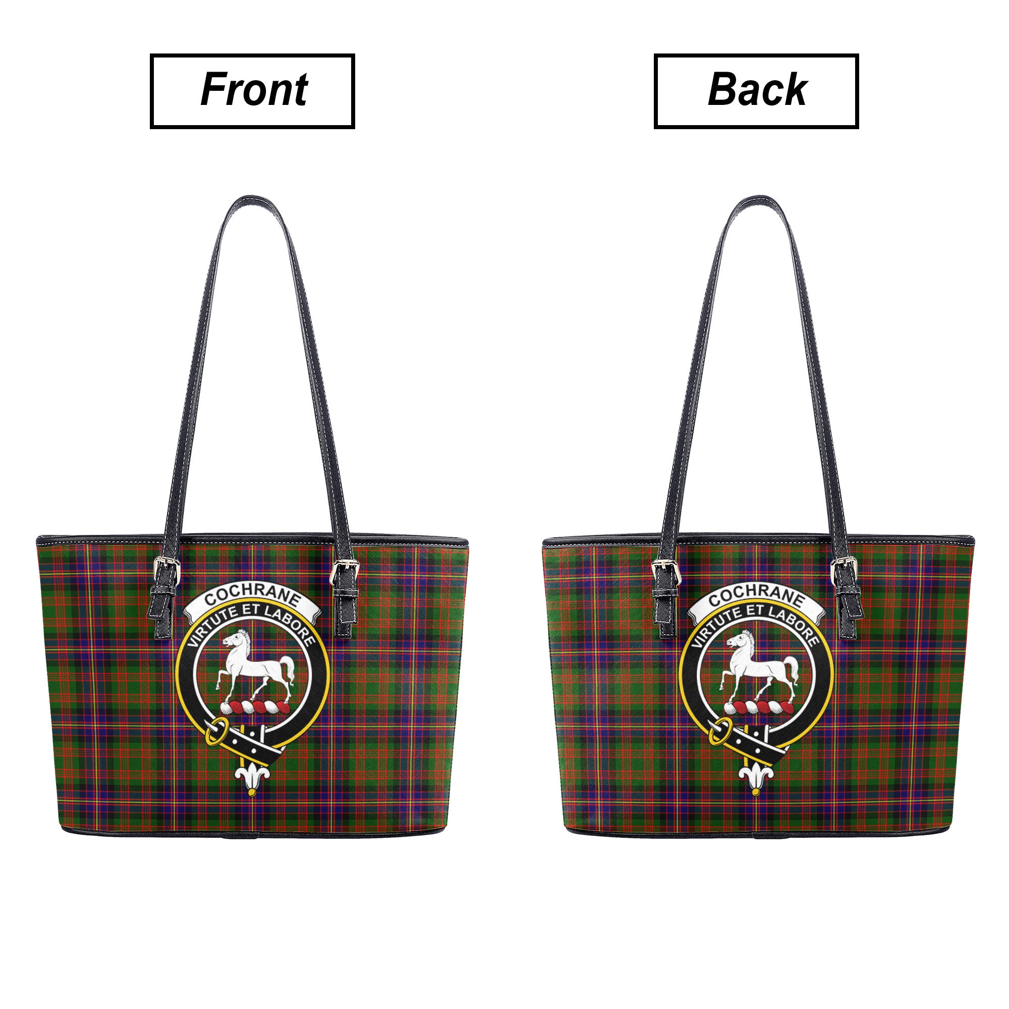 Cochrane Modern Tartan Crest Leather Tote Bag