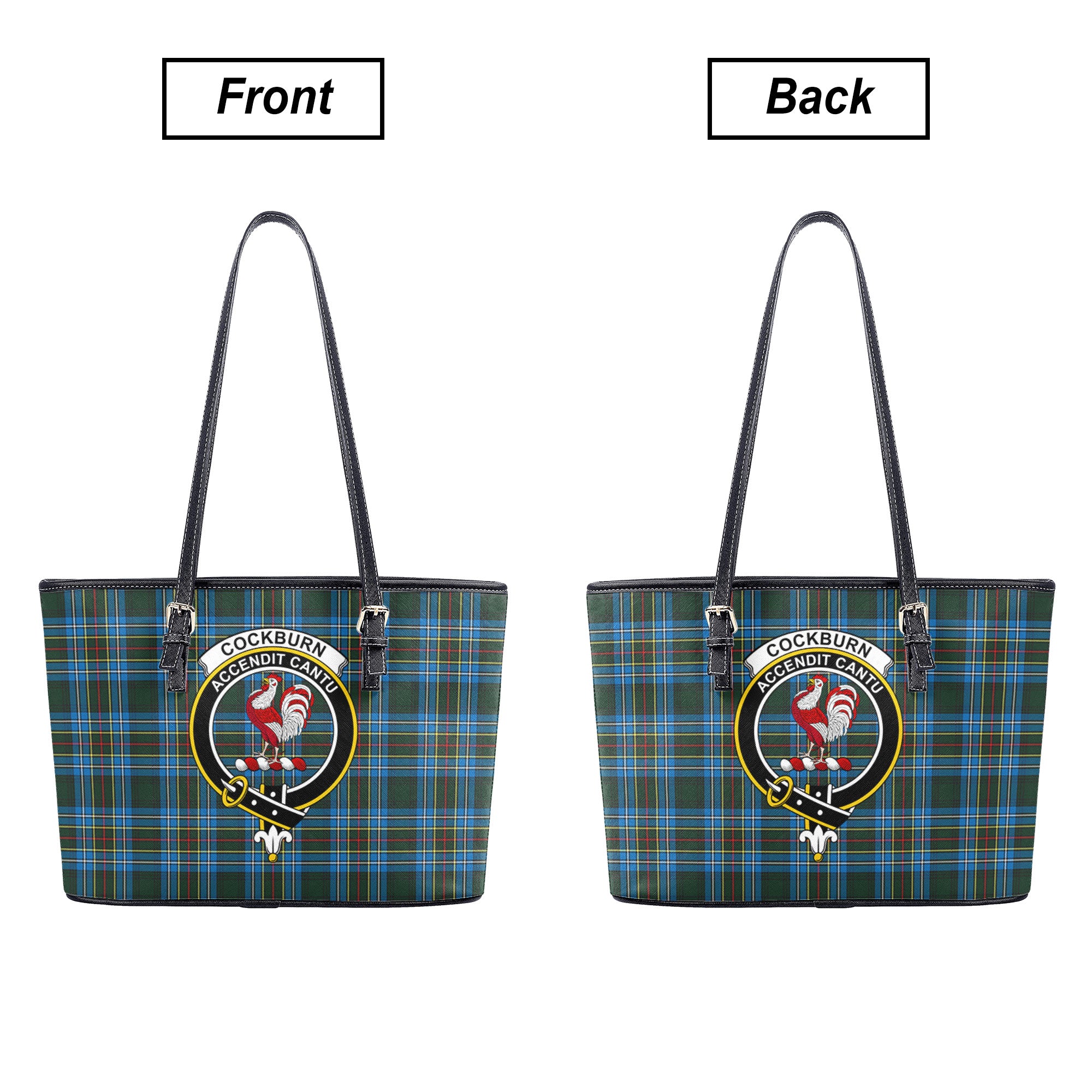 Cockburn Modern Tartan Crest Leather Tote Bag