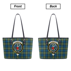 Colquhoun Ancient Tartan Crest Leather Tote Bag