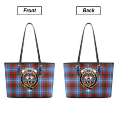 Congilton Tartan Crest Leather Tote Bag