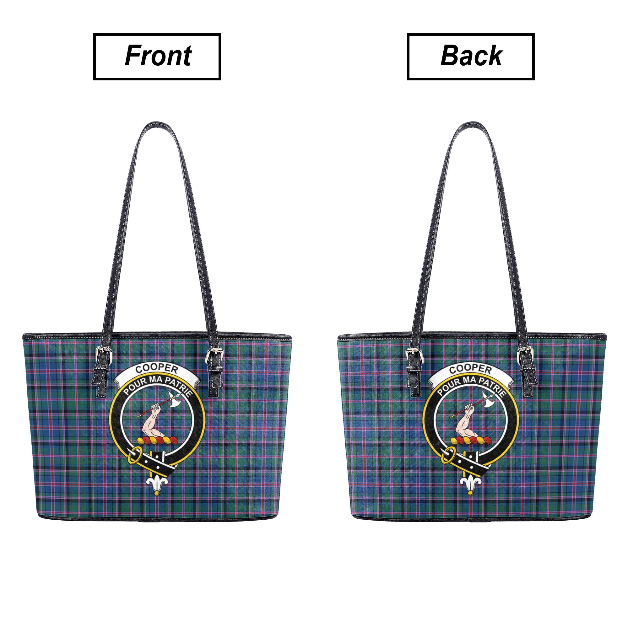 Cooper Ancient Tartan Crest Leather Tote Bag