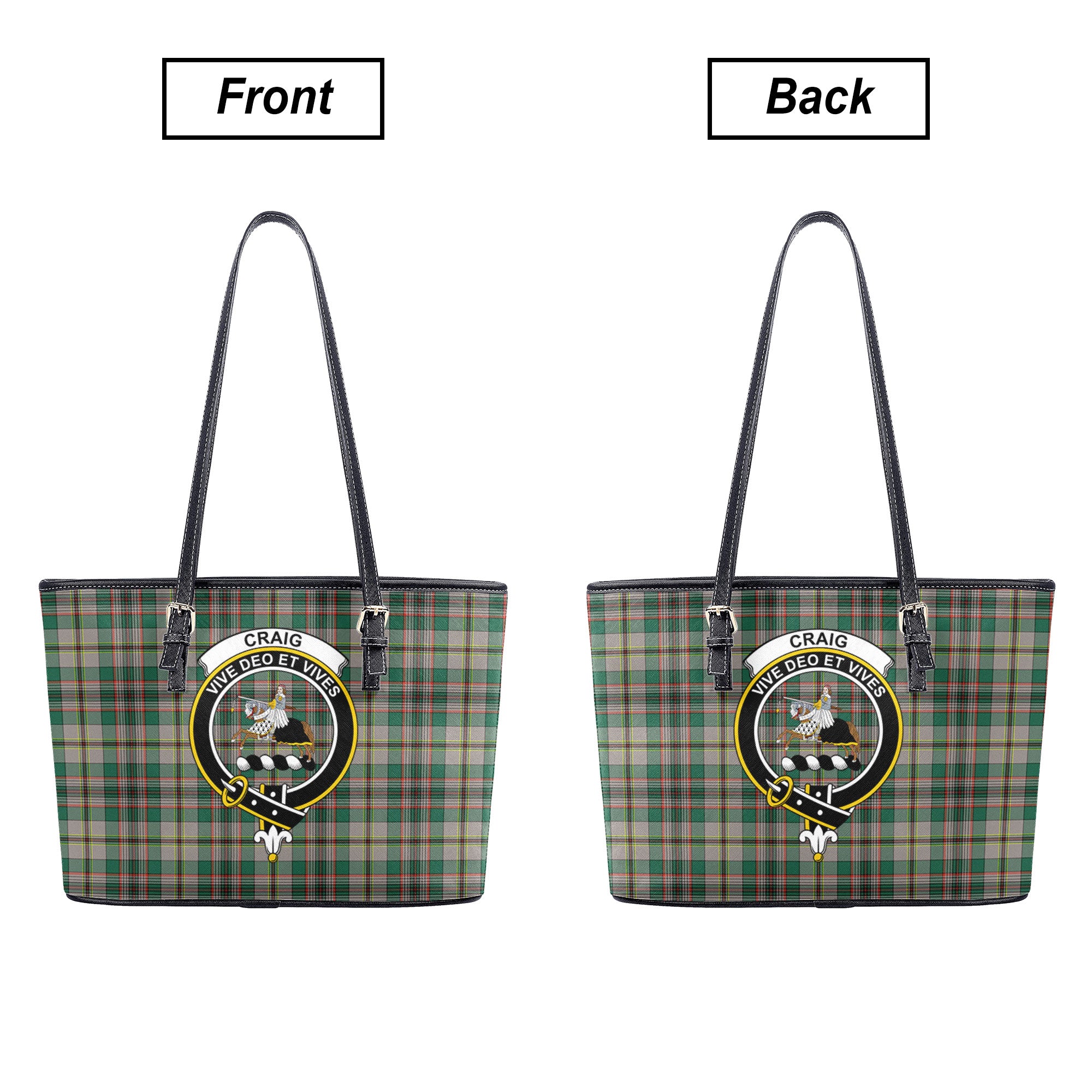 Craig Ancient Tartan Crest Leather Tote Bag