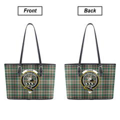 Craig Ancient Tartan Crest Leather Tote Bag