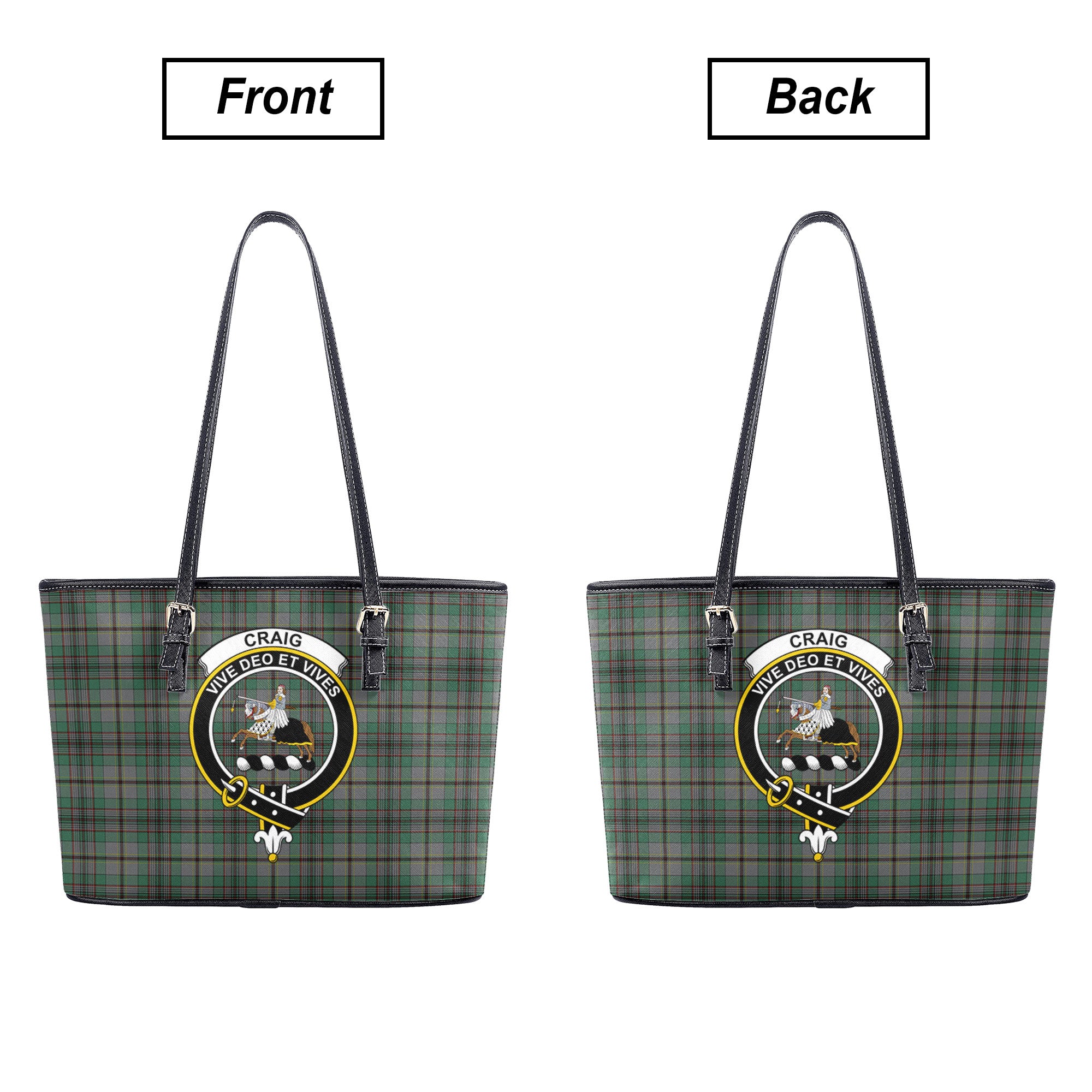 Craig Tartan Crest Leather Tote Bag