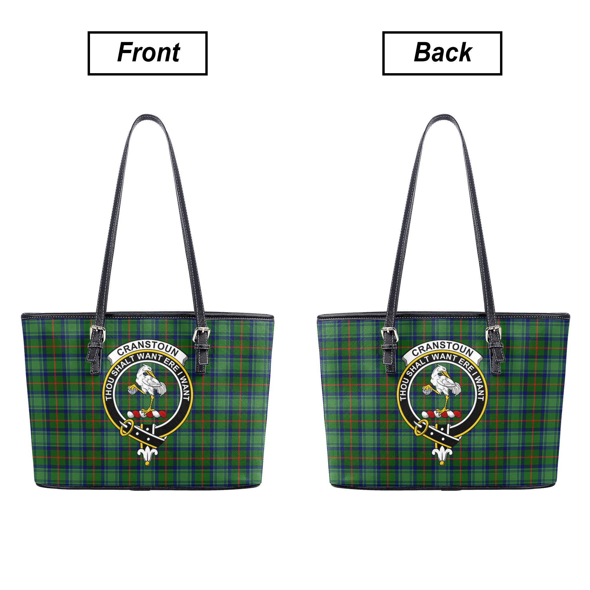 Cranstoun Tartan Crest Leather Tote Bag