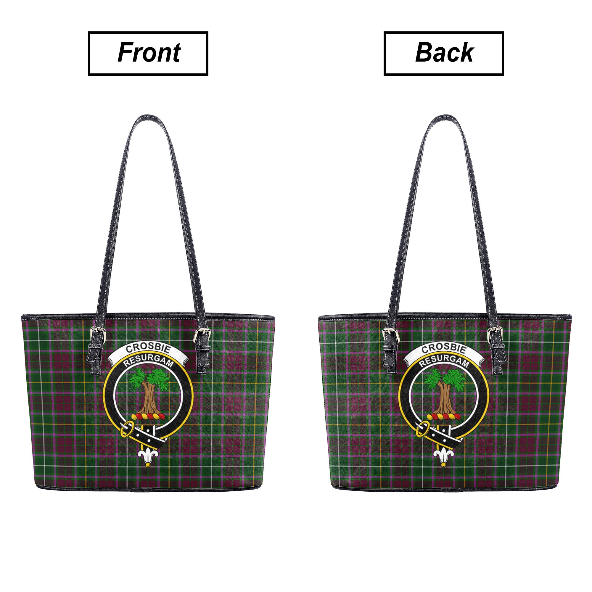 Crosbie Tartan Crest Leather Tote Bag