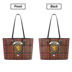 Cumming Hunting Weathered Tartan Crest Leather Tote Bag