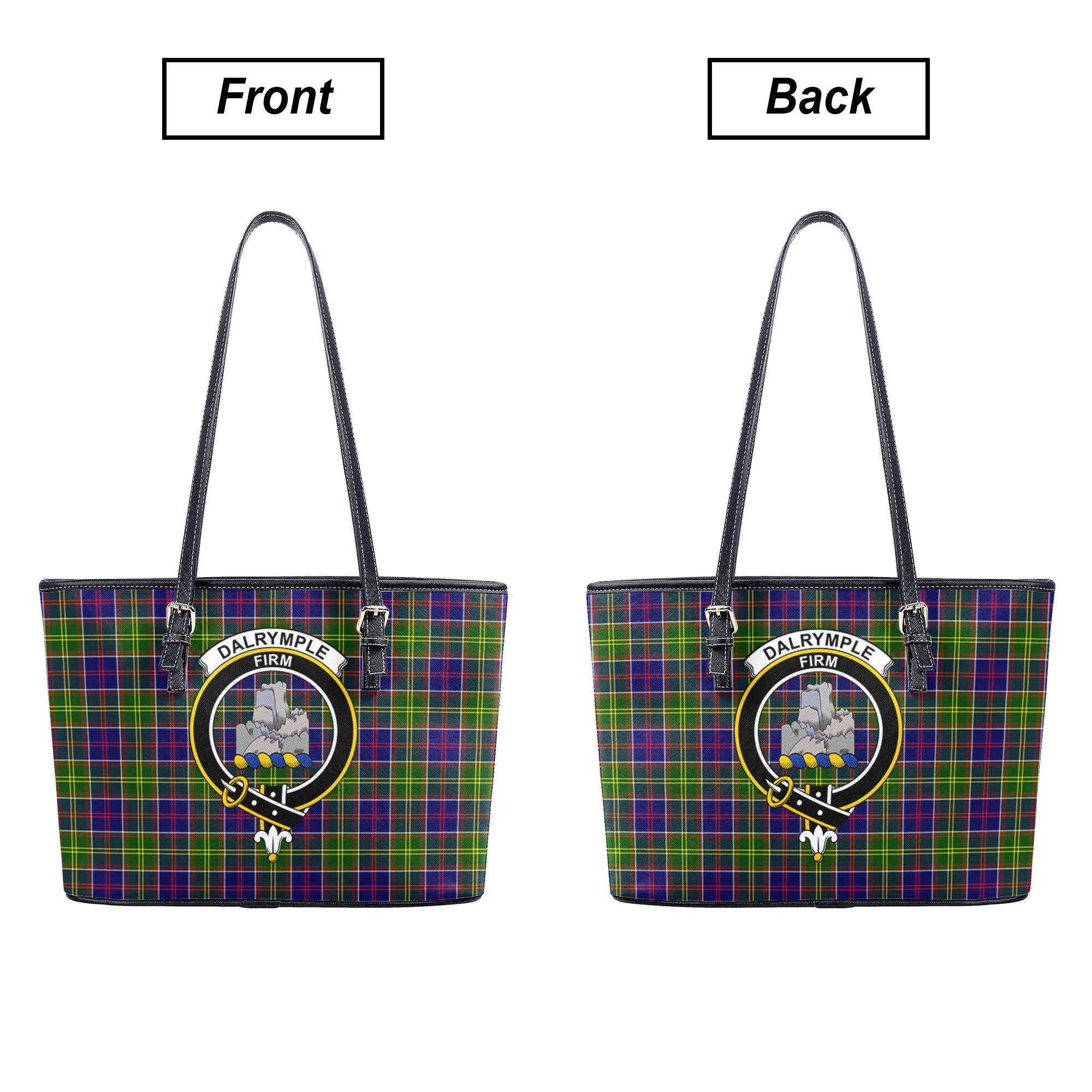 Dalrymple Tartan Crest Leather Tote Bag