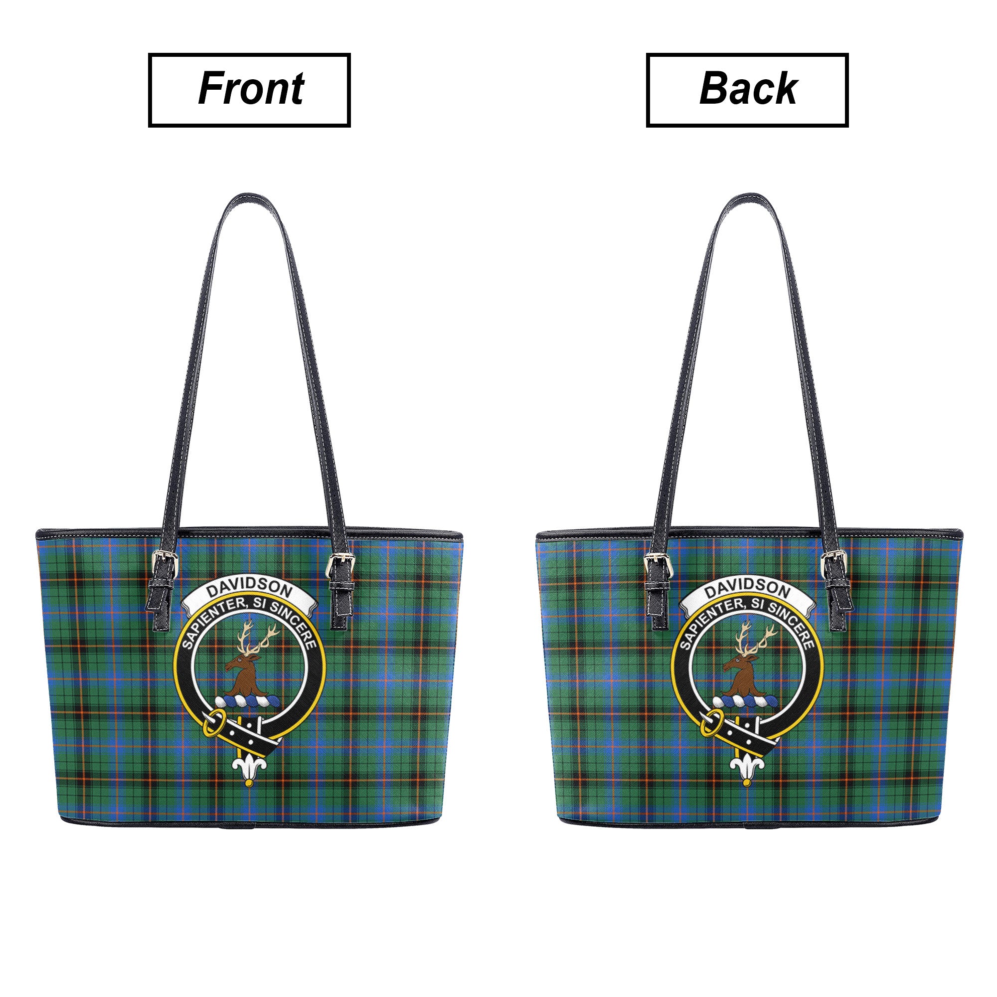 Davidson Ancient Tartan Crest Leather Tote Bag