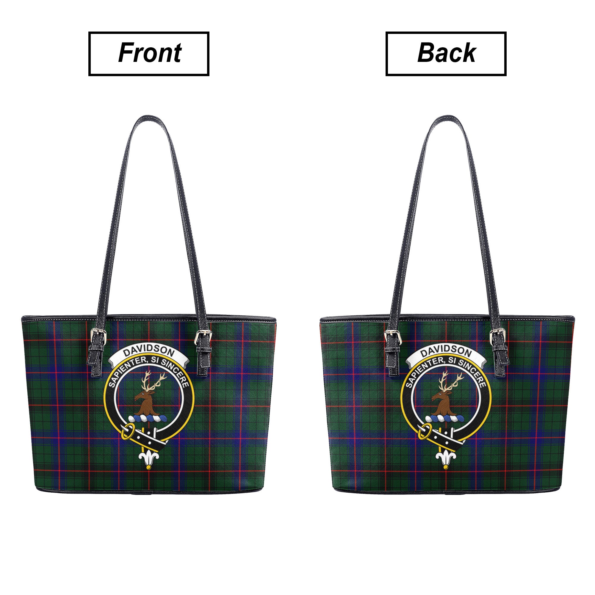 Davidson Modern Tartan Crest Leather Tote Bag