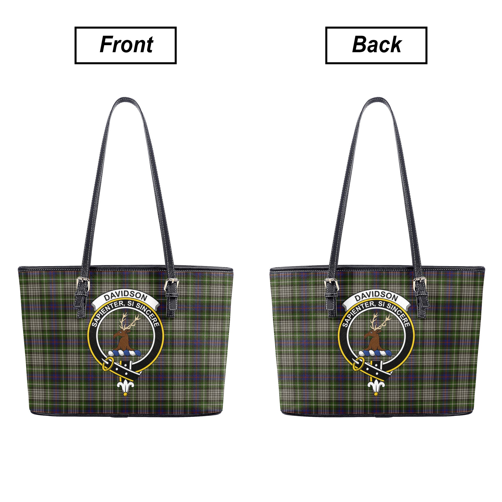 Davidson Tulloch Dress Tartan Crest Leather Tote Bag